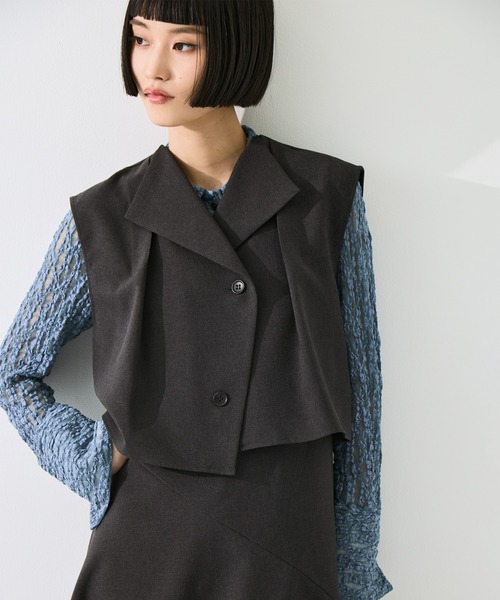 STUDIOUS(ステュディオス)の「【STUDIOUS/ステュディオス】Layered Panel Dress/レイヤードパネルドレス/ウォッシャブル/首紐取り外し可/マルチウェイ(ジャンパースカート・レディース・グレー/ダークブラウン・FREE)」の13枚目の写真