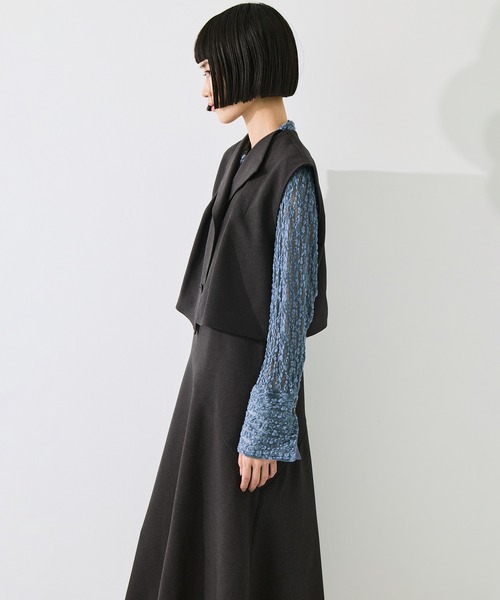STUDIOUS(ステュディオス)の「【STUDIOUS/ステュディオス】Layered Panel Dress/レイヤードパネルドレス/ウォッシャブル/首紐取り外し可/マルチウェイ(ジャンパースカート・レディース・グレー/ダークブラウン・FREE)」の14枚目の写真