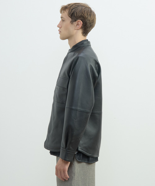 MEN'S MELROSE(メンズメルローズ)の「シープナッパレザー シャツジャケット(ミリタリージャケット・メンズ・ブラック・4/3)」の3枚目の写真