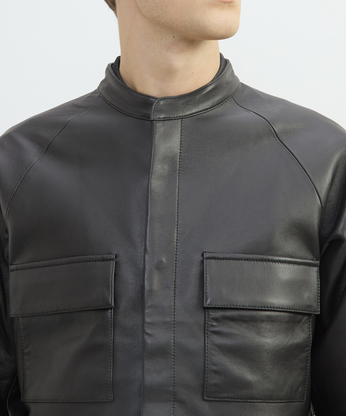 MEN'S MELROSE(メンズメルローズ)の「シープナッパレザー シャツジャケット(ミリタリージャケット・メンズ・ブラック・4/3)」の6枚目の写真