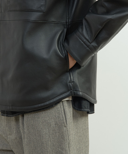 MEN'S MELROSE(メンズメルローズ)の「シープナッパレザー シャツジャケット(ミリタリージャケット・メンズ・ブラック・4/3)」の8枚目の写真