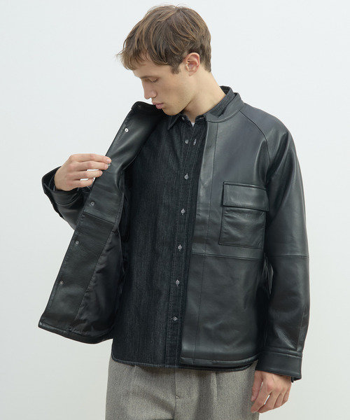 MEN'S MELROSE(メンズメルローズ)の「シープナッパレザー シャツジャケット(ミリタリージャケット・メンズ・ブラック・4/3)」の11枚目の写真