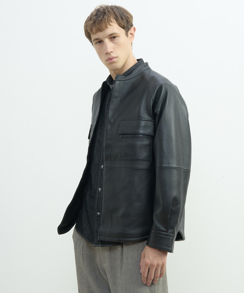 MEN'S MELROSE(メンズメルローズ)の「シープナッパレザー シャツジャケット(ミリタリージャケット・メンズ・ブラック・4/3)」の15枚目の写真