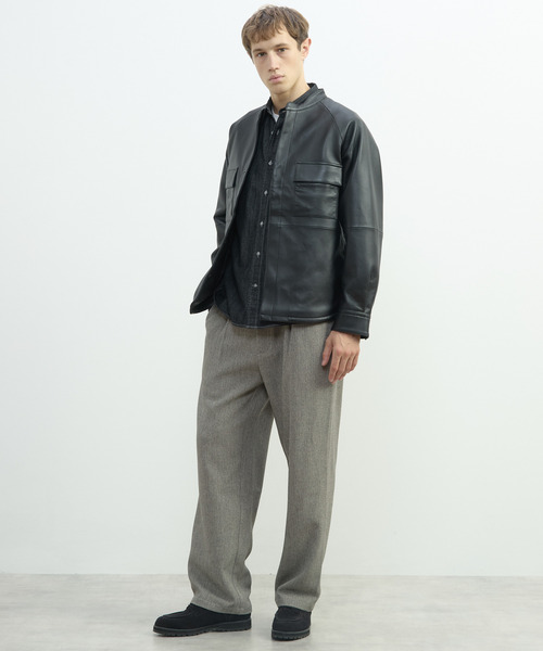 MEN'S MELROSE(メンズメルローズ)の「シープナッパレザー シャツジャケット(ミリタリージャケット・メンズ・ブラック・4/3)」の18枚目の写真