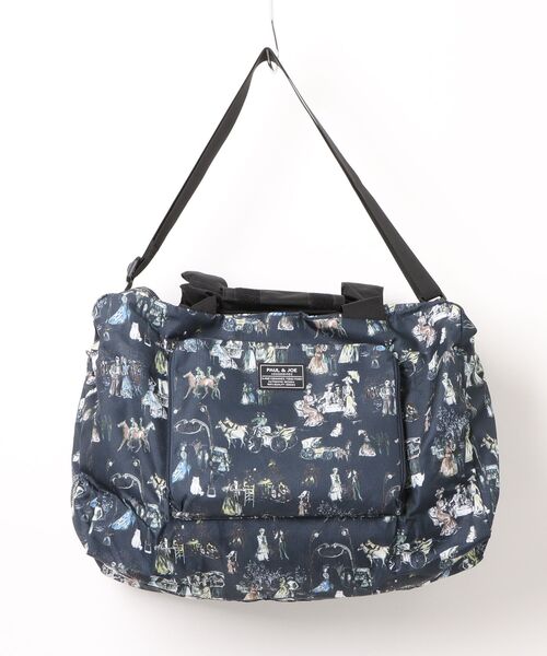 PAUL & JOE ACCESSOIRES(ポールアンドジョーアクセソワ)の「【PAUL & JOE ACCESSOIRES /ポール アンド ジョー アクセソワ 】 TRAVEL BOSTON 中世のパリの街並み柄 折りたたみボストンバッグ(ボストンバッグ・レディース・グレイッシュベージュ/ネイビー・FREE)」の2枚目の写真