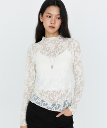 レーステクスチャーシースルーTシャツ アイボリー MDTS115IVORY