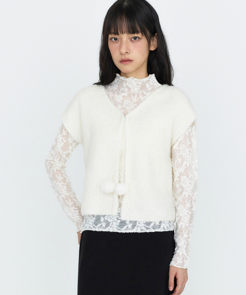 MONGDOL(モンドル)の「レーステクスチャーシースルーTシャツ アイボリー MDTS115IVORY(Tシャツ/カットソー・レディース・その他・F)」の7枚目の写真