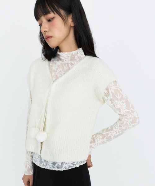 MONGDOL(モンドル)の「レーステクスチャーシースルーTシャツ アイボリー MDTS115IVORY(Tシャツ/カットソー・レディース・その他・F)」の8枚目の写真