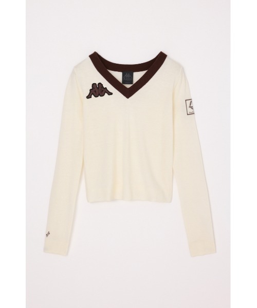 SLY(スライ)の「KAPPA x SLY V NECK TOPS カッパスライブイネックトップス 秋服(ニット/セーター・レディース・アイボリー/ブラック系その他2/ネイビー系・FREE)」の16枚目の写真