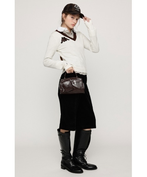 SLY(スライ)の「KAPPA x SLY V NECK TOPS カッパスライブイネックトップス 秋服(ニット/セーター・レディース・アイボリー/ブラック系その他2/ネイビー系・FREE)」の6枚目の写真