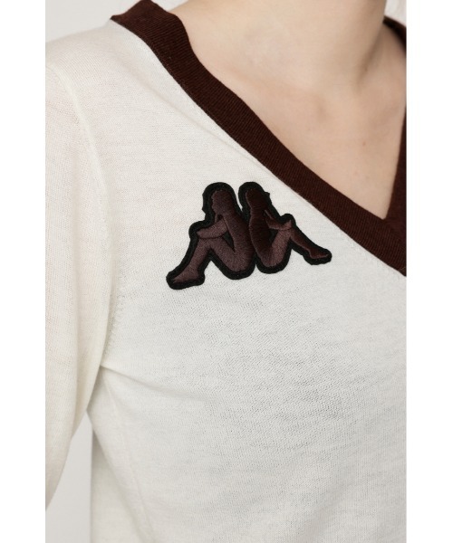 SLY(スライ)の「KAPPA x SLY V NECK TOPS カッパスライブイネックトップス 秋服(ニット/セーター・レディース・アイボリー/ブラック系その他2/ネイビー系・FREE)」の13枚目の写真