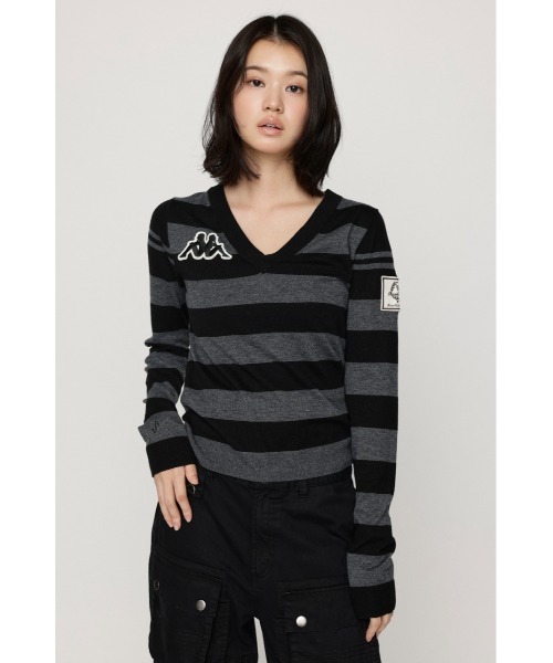 SLY(スライ)の「KAPPA x SLY V NECK TOPS カッパスライブイネックトップス 秋服(ニット/セーター・レディース・アイボリー/ブラック系その他2/ネイビー系・FREE)」の17枚目の写真
