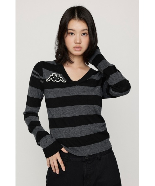 SLY(スライ)の「KAPPA x SLY V NECK TOPS カッパスライブイネックトップス 秋服(ニット/セーター・レディース・アイボリー/ブラック系その他2/ネイビー系・FREE)」の21枚目の写真