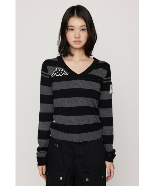 SLY(スライ)の「KAPPA x SLY V NECK TOPS カッパスライブイネックトップス 秋服(ニット/セーター・レディース・アイボリー/ブラック系その他2/ネイビー系・FREE)」の22枚目の写真