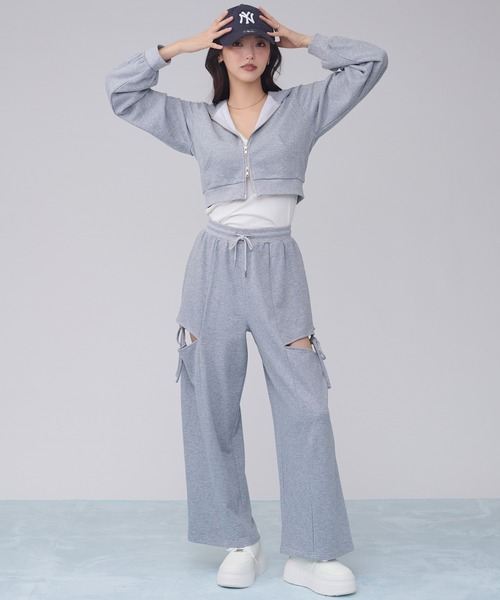 Ambre Neige（アンブルネージュ）の「side ribbon sweat pants / サイドリボンスウェットパンツ（スウェットパンツ・レディース・ピンク/杢グレー/ブラック・FREE）」の2枚目の写真