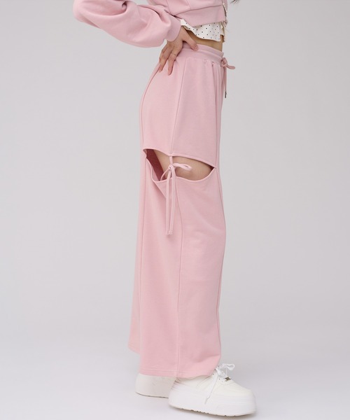 Ambre Neige（アンブルネージュ）の「side ribbon sweat pants / サイドリボンスウェットパンツ（スウェットパンツ・レディース・ピンク/杢グレー/ブラック・FREE）」の6枚目の写真