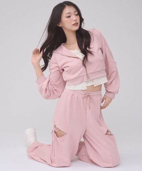 Ambre Neige（アンブルネージュ）の「side ribbon sweat pants / サイドリボンスウェットパンツ（スウェットパンツ・レディース・ピンク/杢グレー/ブラック・FREE）」の13枚目の写真