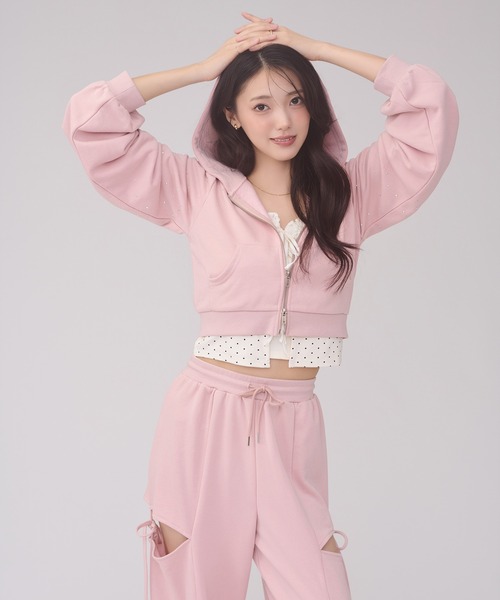 Ambre Neige（アンブルネージュ）の「side ribbon sweat pants / サイドリボンスウェットパンツ（スウェットパンツ・レディース・ピンク/杢グレー/ブラック・FREE）」の8枚目の写真