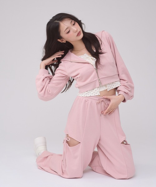 Ambre Neige（アンブルネージュ）の「side ribbon sweat pants / サイドリボンスウェットパンツ（スウェットパンツ・レディース・ピンク/杢グレー/ブラック・FREE）」の15枚目の写真