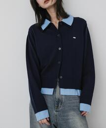 『洗濯可』プレートツキシャツドッキングニットカーディガン