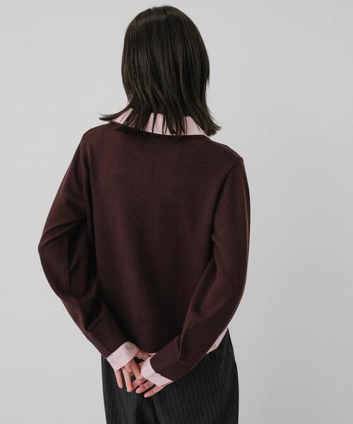 SENSE OF PLACE by URBAN RESEARCH(センスオブプレイスバイアーバンリサーチ)の「『洗濯可』プレートツキシャツドッキングニットカーディガン(カーディガン/ボレロ・レディース・ブラウン/ネイビー/グレー・ONE)」の10枚目の写真
