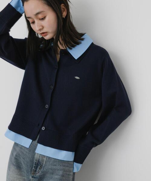 SENSE OF PLACE by URBAN RESEARCH(センスオブプレイスバイアーバンリサーチ)の「『洗濯可』プレートツキシャツドッキングニットカーディガン(カーディガン/ボレロ・レディース・ブラウン/ネイビー/グレー・ONE)」の15枚目の写真