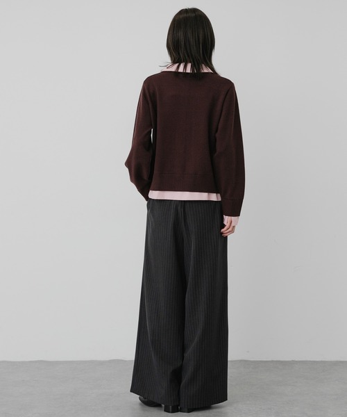 SENSE OF PLACE by URBAN RESEARCH(センスオブプレイスバイアーバンリサーチ)の「『洗濯可』プレートツキシャツドッキングニットカーディガン(カーディガン/ボレロ・レディース・ブラウン/ネイビー/グレー・ONE)」の21枚目の写真