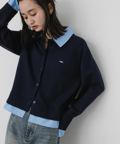 SENSE OF PLACE by URBAN RESEARCH(センスオブプレイスバイアーバンリサーチ)の「『洗濯可』プレートツキシャツドッキングニットカーディガン(カーディガン/ボレロ・レディース・ブラウン/ネイビー/グレー・ONE)」の22枚目の写真