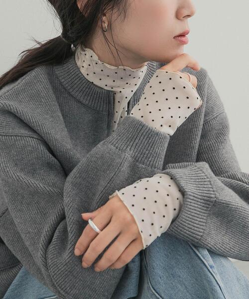 URBAN RESEARCH DOORS（アーバンリサーチドアーズ）の「ハイネックチュールインナー（Tシャツ/カットソー・レディース・オフホワイト/ドット/ブラウン・FREE）」の3枚目の写真