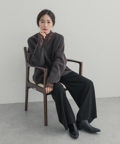 URBAN RESEARCH DOORS（アーバンリサーチドアーズ）の「ハイネックチュールインナー（Tシャツ/カットソー・レディース・オフホワイト/ドット/ブラウン・FREE）」の5枚目の写真