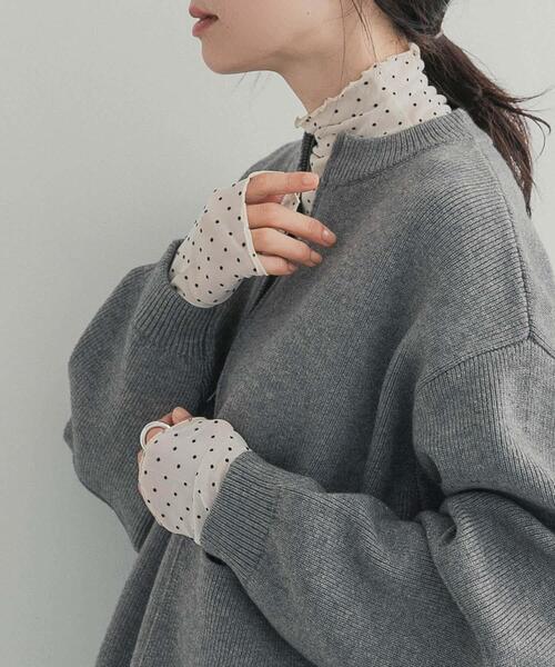 URBAN RESEARCH DOORS（アーバンリサーチドアーズ）の「ハイネックチュールインナー（Tシャツ/カットソー・レディース・オフホワイト/ドット/ブラウン・FREE）」の13枚目の写真