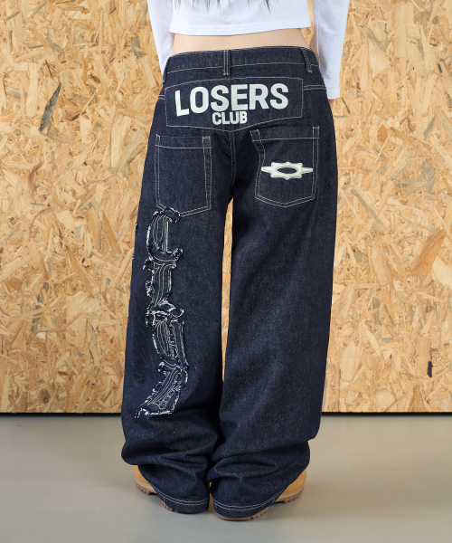 LOSERS CLUB(ルーザーズクラブ)の「ロゴアプリケワイドデニムパンツインディゴ(デニムパンツ・レディース・その他・SMALL/MEDIUM/LARGE/X-LARGE)」の5枚目の写真