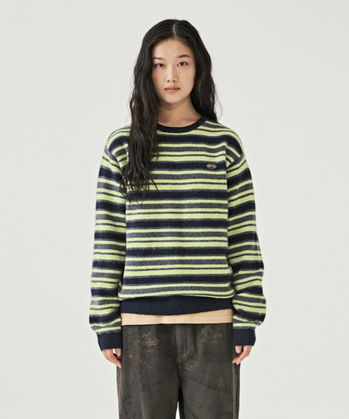 MMLG(エムエムエルジー)の「AURORA STRIPE KNIT (NAVY)(ニット/セーター・レディース・その他・LARGE/SMALL/MEDIUM/X-LARGE)」の1枚目の写真