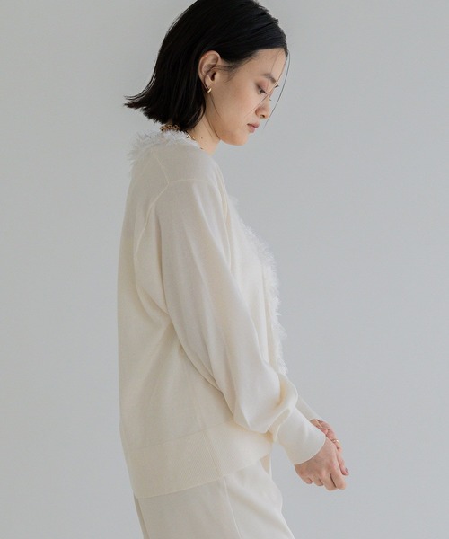A part by(アパートバイ)の「【WEB限定】レースフリンジニットカーディガン(カーディガン/ボレロ・レディース・ブラウン/オフホワイト/グレイッシュベージュ・FREE)」の12枚目の写真