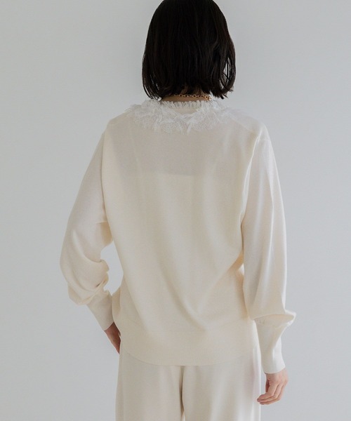 A part by(アパートバイ)の「【WEB限定】レースフリンジニットカーディガン(カーディガン/ボレロ・レディース・ブラウン/オフホワイト/グレイッシュベージュ・FREE)」の13枚目の写真
