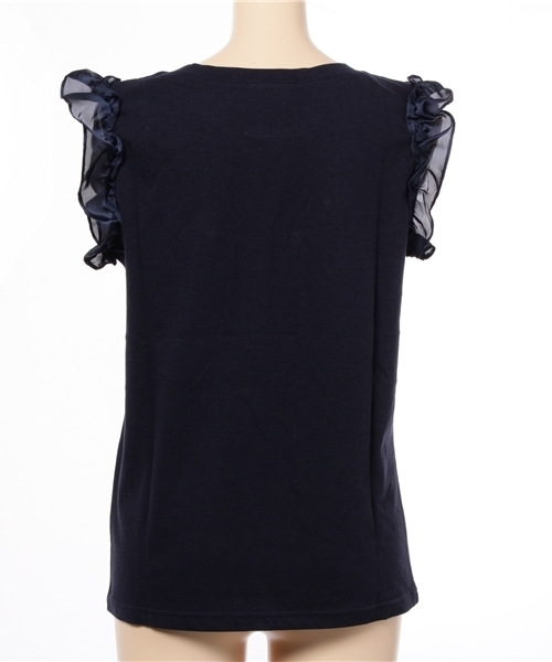 REAL CUBE（リアルキューブ）の「チュールスリーブロゴトップス（タンクトップ・レディース・カーキ/ネイビー/オフホワイト/グレー・M）」の5枚目の写真