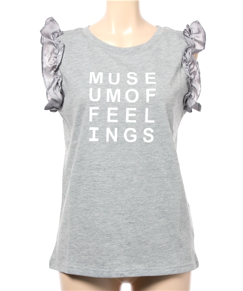 REAL CUBE（リアルキューブ）の「チュールスリーブロゴトップス（タンクトップ・レディース・カーキ/ネイビー/オフホワイト/グレー・M）」の11枚目の写真