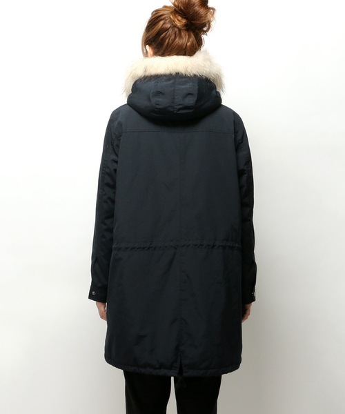 LBC（エルビーシー）の「Eコットンフードボアファーコート（モッズコート・レディース・ネイビー/オリーブ/モカ・MEDIUM/LARGE）」の7枚目の写真