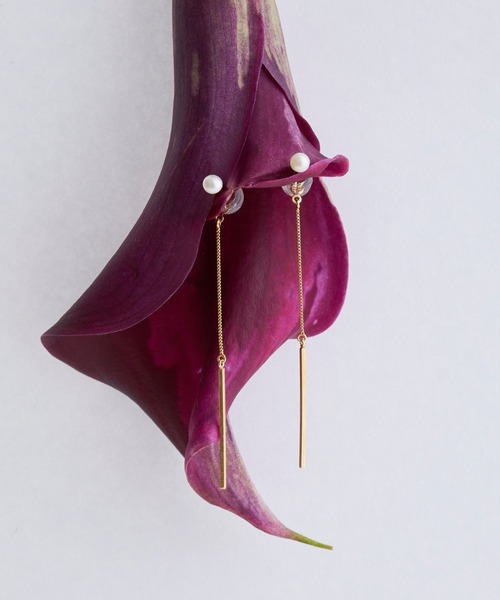 JUPITER（ジュピター）の「【K10】バー＆淡水パールピアス<動画あり>2way（ピアス（両耳用）・レディース・ゴールド・FREE）」の8枚目の写真