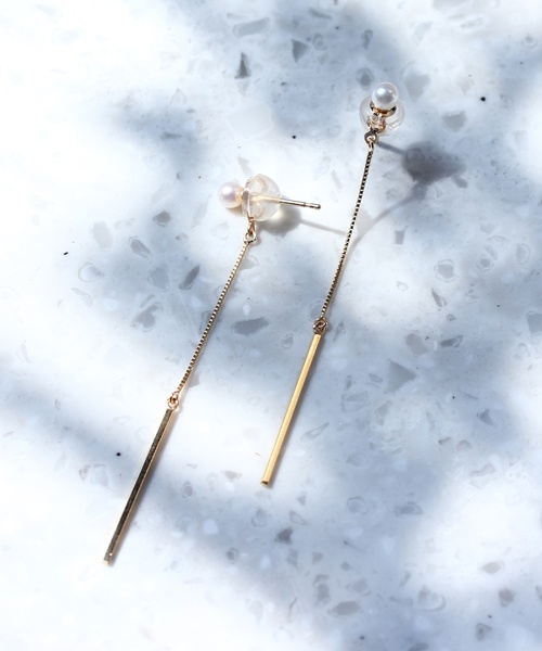 JUPITER（ジュピター）の「【K10】バー＆淡水パールピアス<動画あり>2way（ピアス（両耳用）・レディース・ゴールド・FREE）」の12枚目の写真