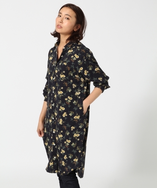 GLOBAL WORK（グローバルワーク）の「アソートシャツワンピース9分袖花柄/737499（シャツワンピース・レディース・ダークブルー/その他3・MEDIUM/LARGE）」の2枚目の写真