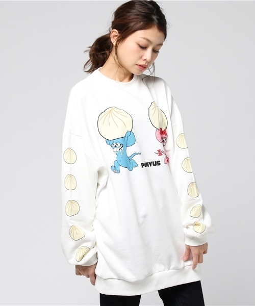 PUNYUS（プニュズ）の「マウスカップルスウェット（スウェット・レディース・ブラック/杢グレー/ホワイト・3/4）」の2枚目の写真