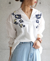 laboratory work | 綿ボイルスキッパー刺繍シャツ(シャツ/ブラウス)