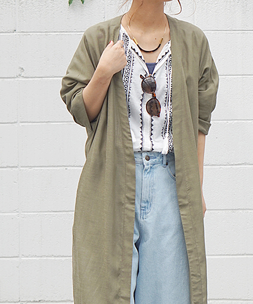 laboratory work(ラボラトリーワーク)の「リネンゆるガウン(その他アウター・レディース・ベージュ/ブラック/カーキ・MEDIUM)」の3枚目の写真