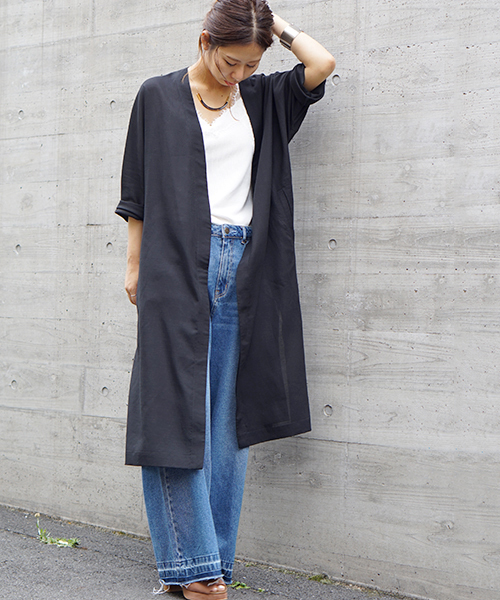 laboratory work(ラボラトリーワーク)の「リネンゆるガウン(その他アウター・レディース・ベージュ/ブラック/カーキ・MEDIUM)」の1枚目の写真