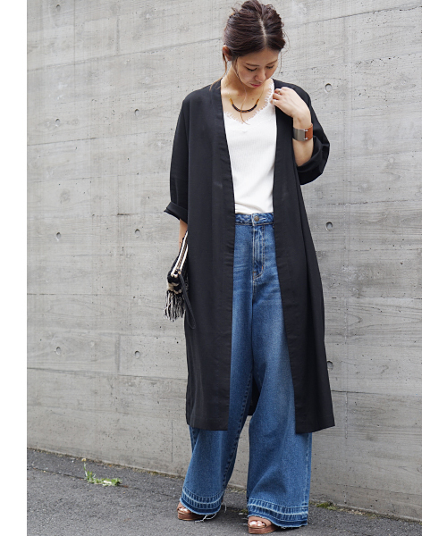 laboratory work(ラボラトリーワーク)の「リネンゆるガウン(その他アウター・レディース・ベージュ/ブラック/カーキ・MEDIUM)」の19枚目の写真