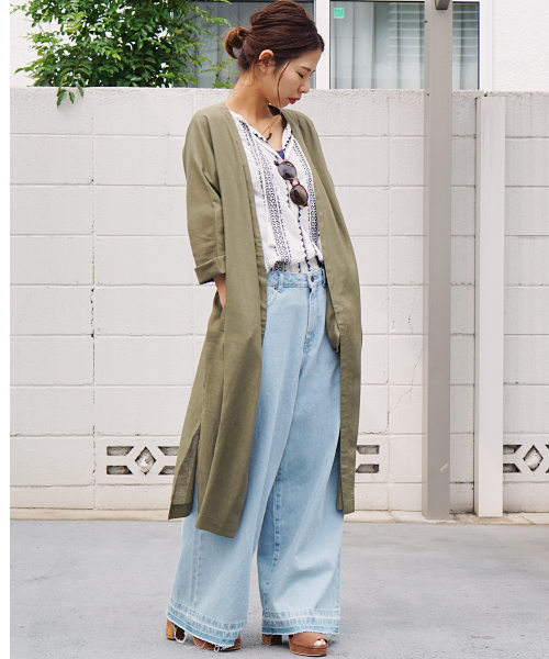 laboratory work(ラボラトリーワーク)の「リネンゆるガウン(その他アウター・レディース・ベージュ/ブラック/カーキ・MEDIUM)」の15枚目の写真