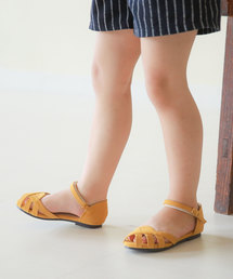 menue | キッズ マジックテープ付き ローウェッジ ストラップ サンダル (サンダル)