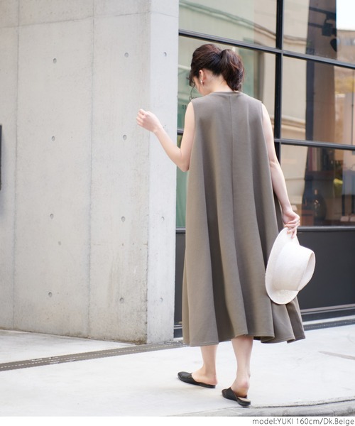 coca（coca）（コカ）の「たっぷりAラインエンボス加工ワンピース（ワンピース・レディース・ホワイト/ブラック/ネイビー/イエロー/レッド/カーキ/オレンジ/ベージュ/マスタード/ターコイズブルー/ダークベージュ・ONE SIZE）」の12枚目の写真