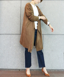 ビーガンスエードロングカーディガン